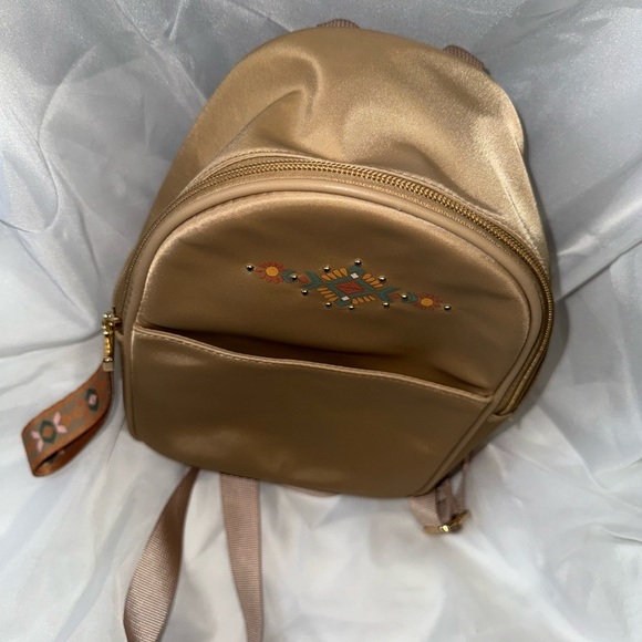 Chic Brown Backpack with Embroidered Detail - Picture 2 of 4
